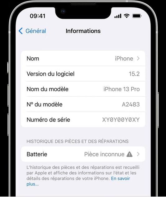 Message “Pièce Inconnue” après le remplacement de la batterie sur votre iPhone